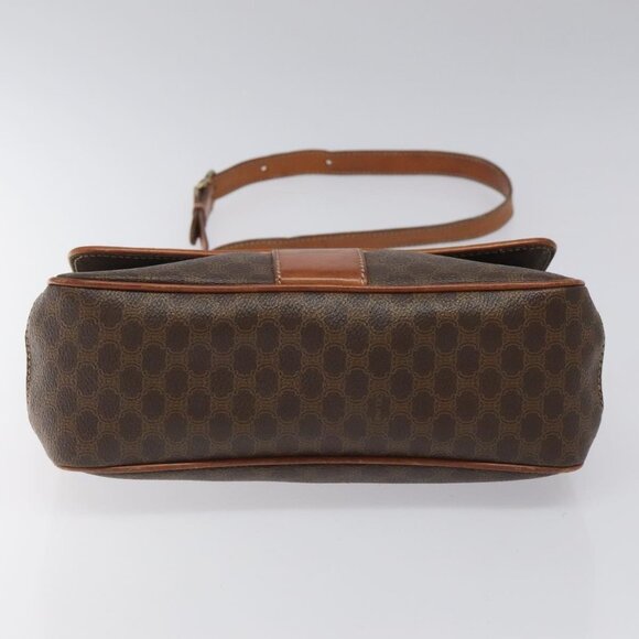 CELINE Macadam Canvas Shoulder Bag PVC Leather Brown Gold Auth BD960 - Picture 6 of 16